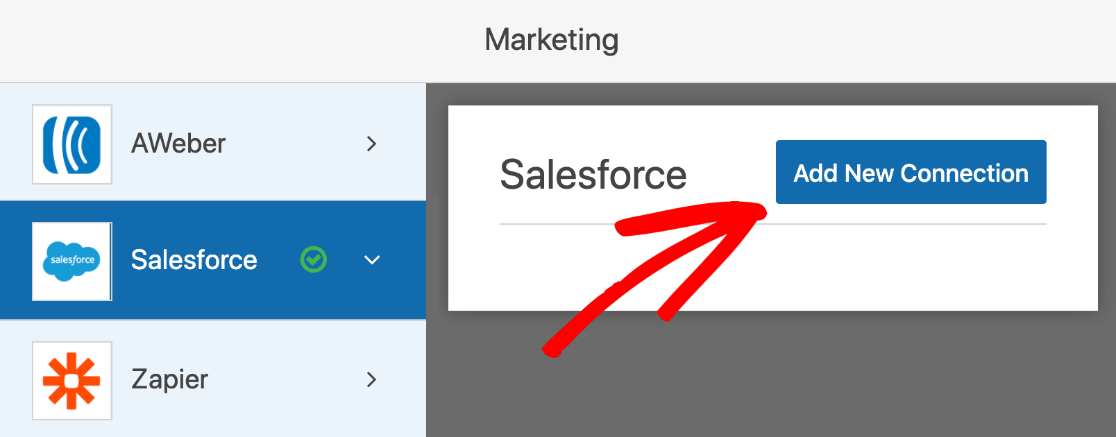 Ajouter une nouvelle intégration Salesforce dans WordPress