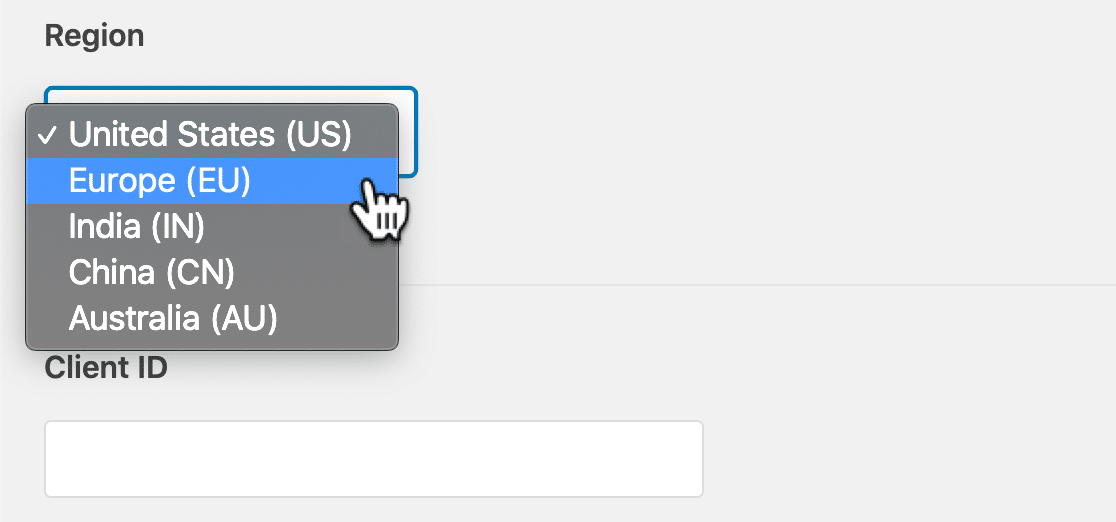 Legen Sie die Region in den Zoho Mail-SMTP-Einstellungen fest