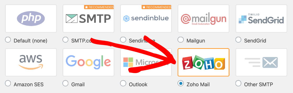 Wählen Sie Zoho Mail SMTP in WordPress