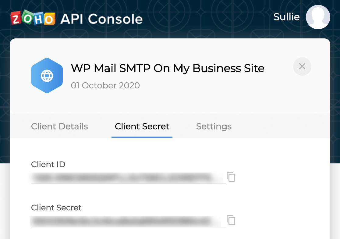 Zoho Mail SMTP-API-Anmeldeinformationen