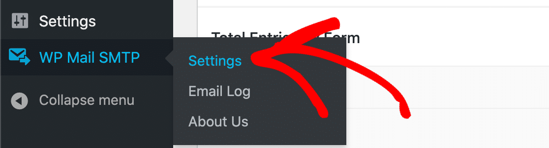 WP Mail SMTP-Einstellungsmenü