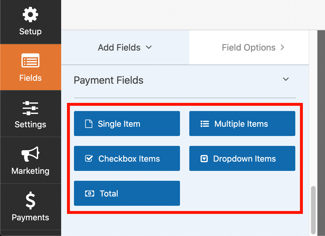 Поля оплаты WPForms