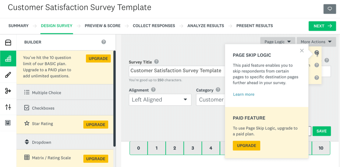 SurveyMonkey vs. SurveyGizmo kostenloser Plan