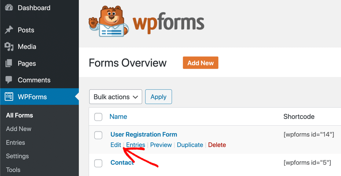 قم بتحرير نموذج تسجيل المستخدم المخصص في WPForms