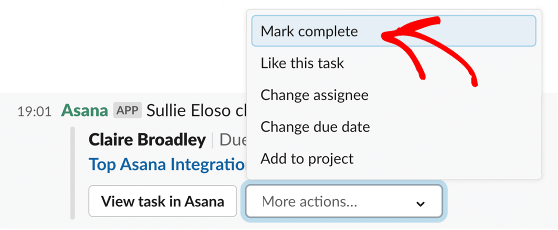Asana 中的 Slack 任务
