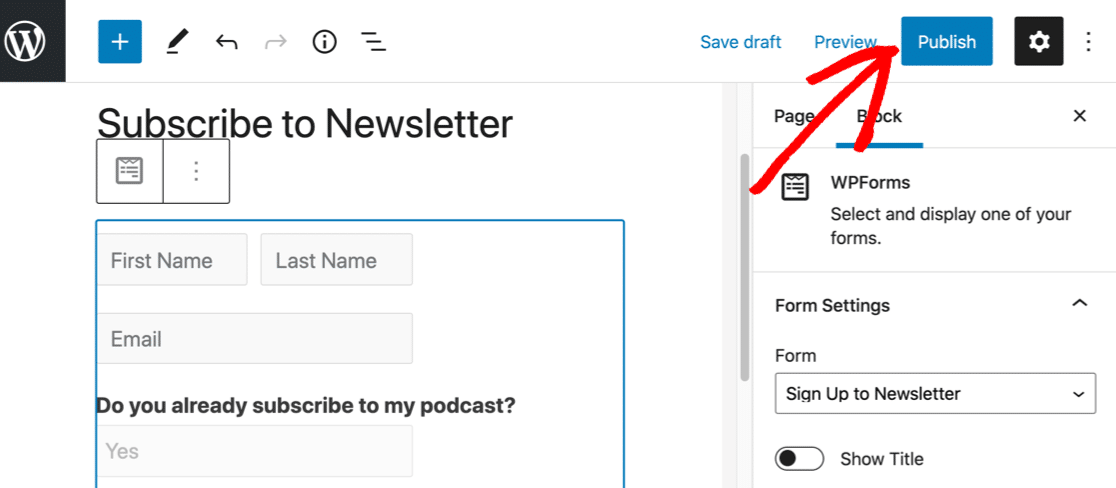 Veröffentlichen Sie Ihr WordPress-Formular