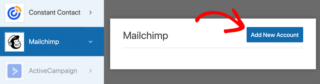 Adăugați un cont nou pentru Mailchimp în WPForms