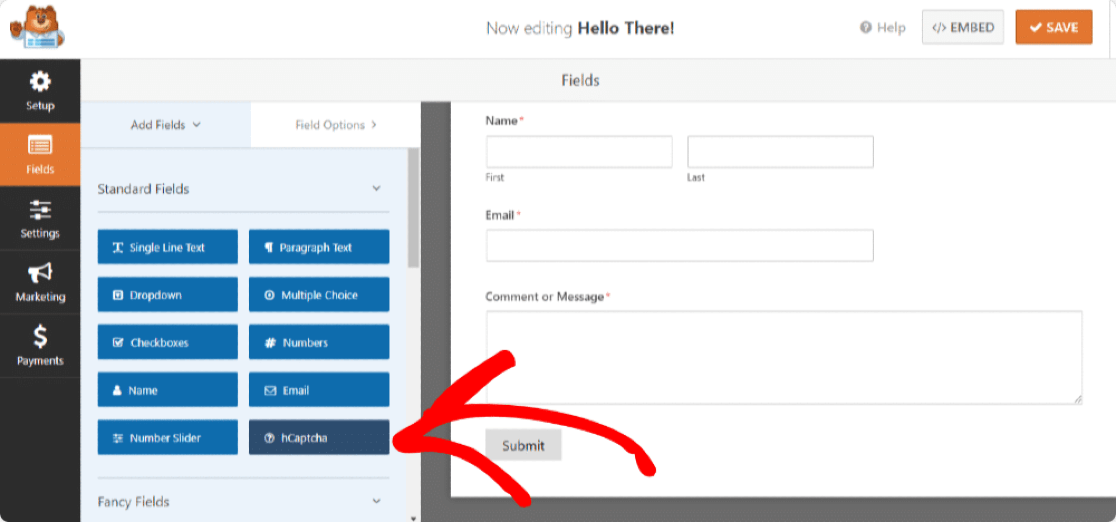 hCaptcha-Feld zum WordPress-Formular hinzufügen