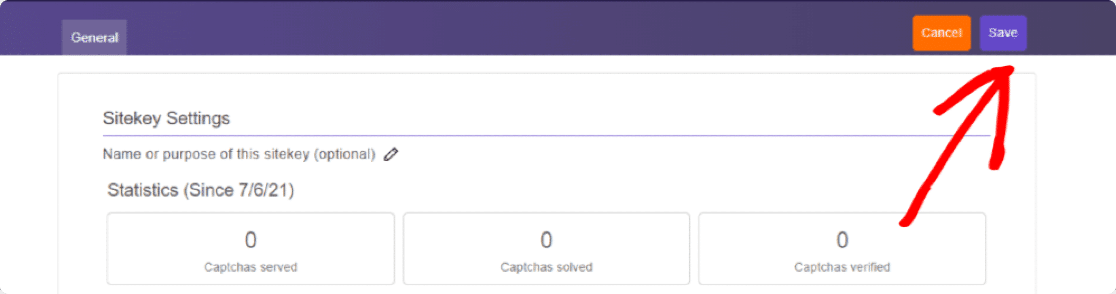Einstellungsseite für den geheimen Schlüssel von hCaptcha
