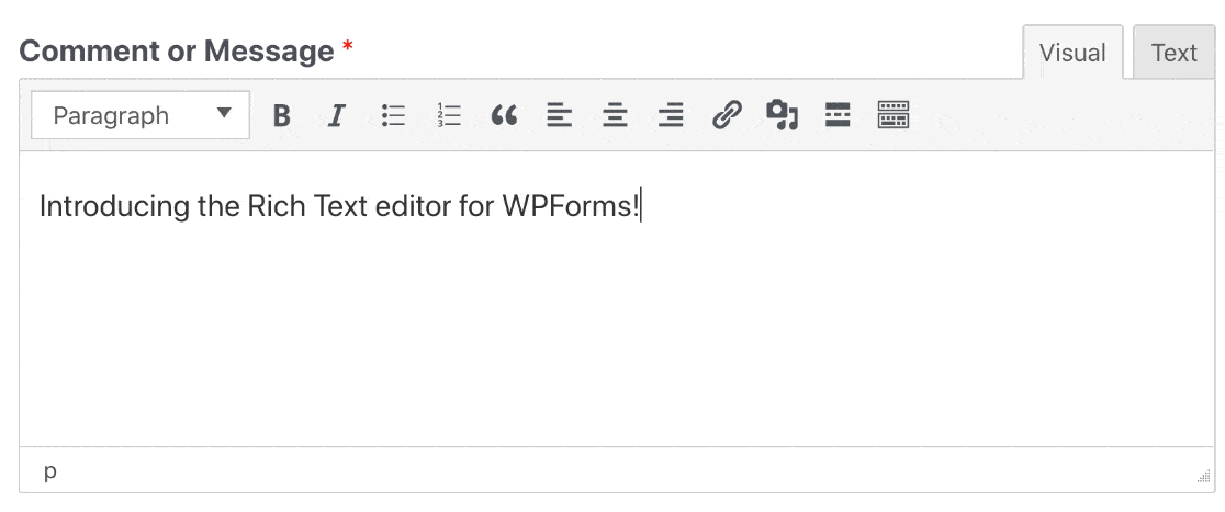 محرر نص منسق في WPForms